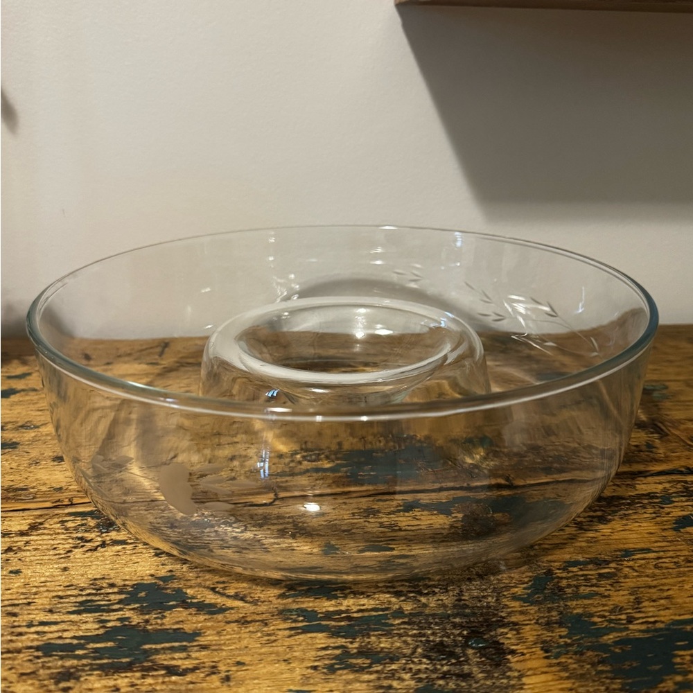Princess House Clear Glass Chip and Dip Bowl